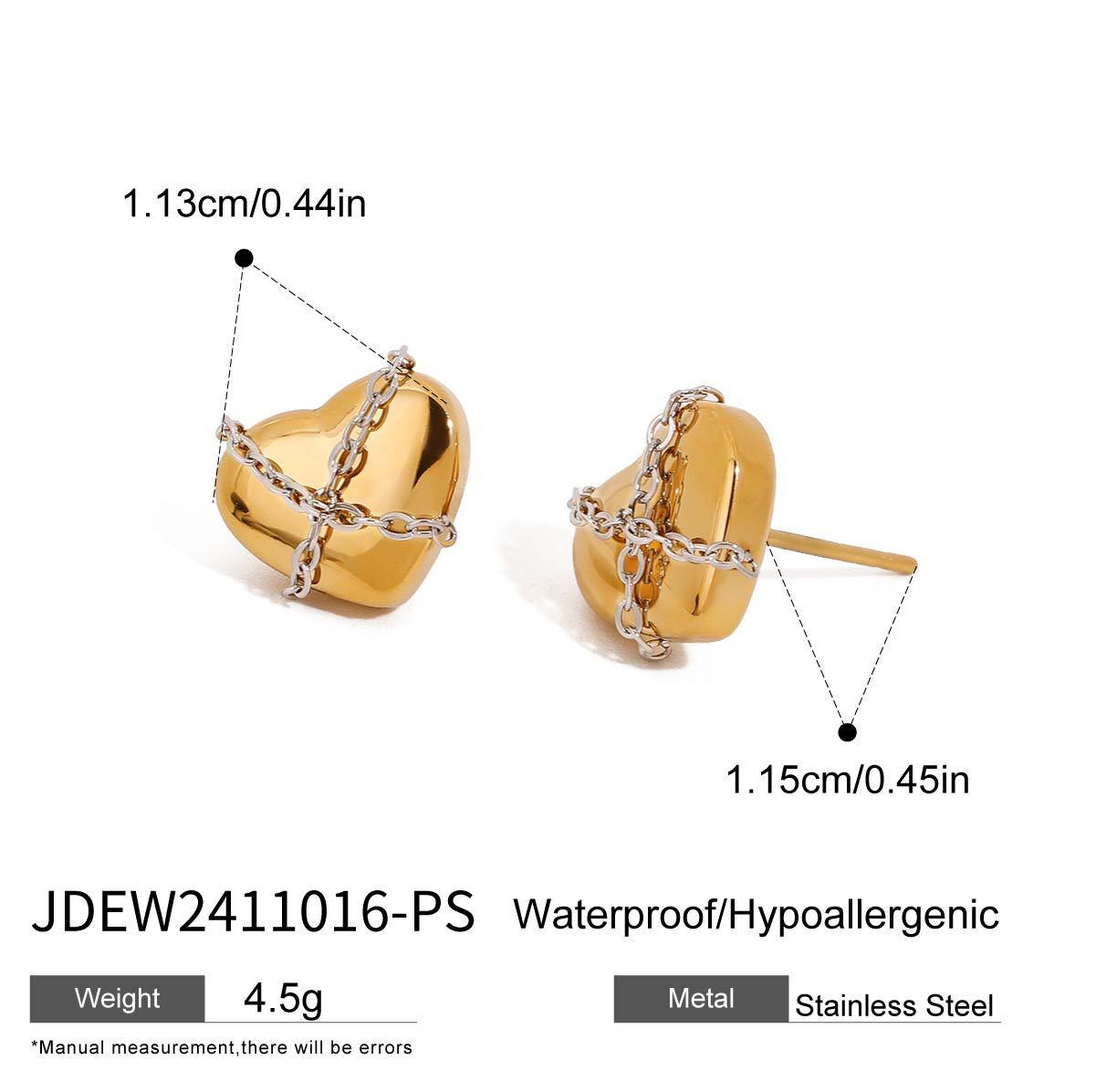 Wholesale 18k gold stainless steel gold and silver color matching gold love  earrings