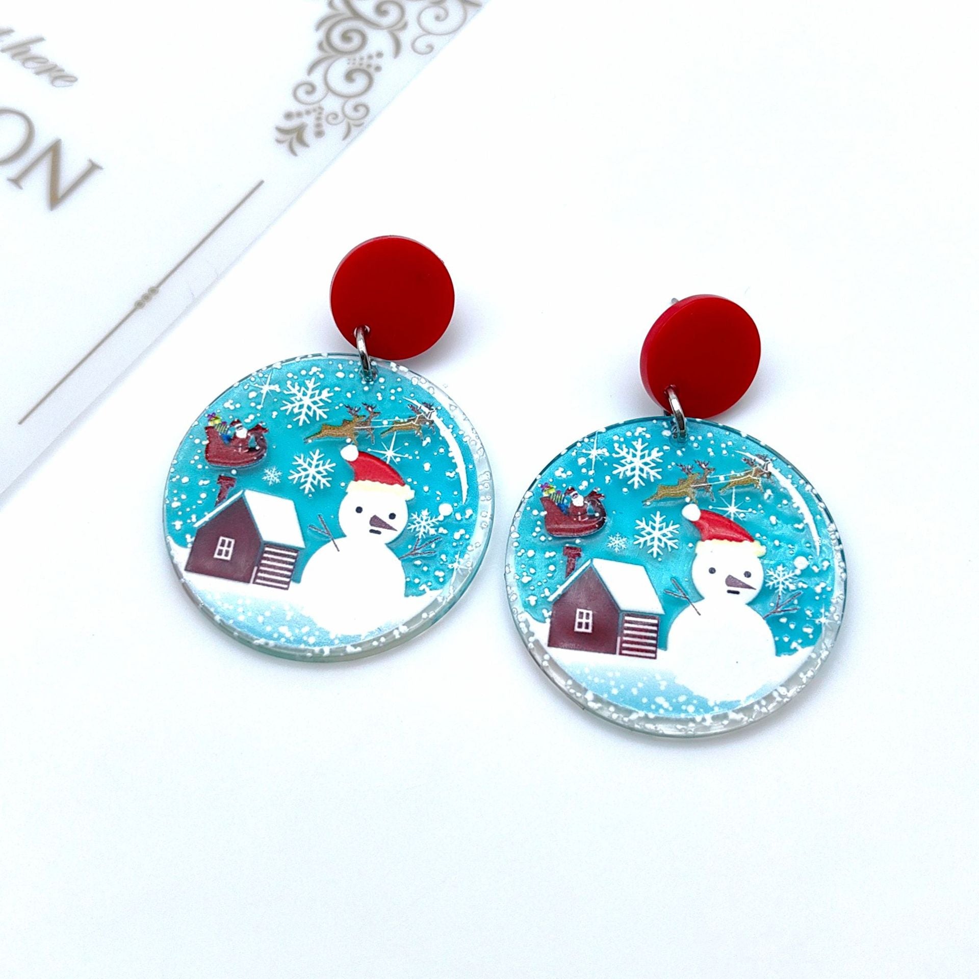 Wholesale Christmas Tree Snowman Acetate Acrylic Earrings ACC-ES-Xizhao004