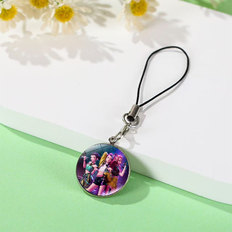 Wholesale Crystal mobile phone chain pendant anime high-value peripheral school bag pendant Keychains kpop
