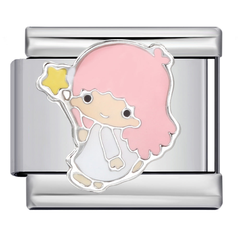 Wholesale Italian Charm Bracelet DIY Splicing  drop oil  Stainless Steel Composable Bracelet