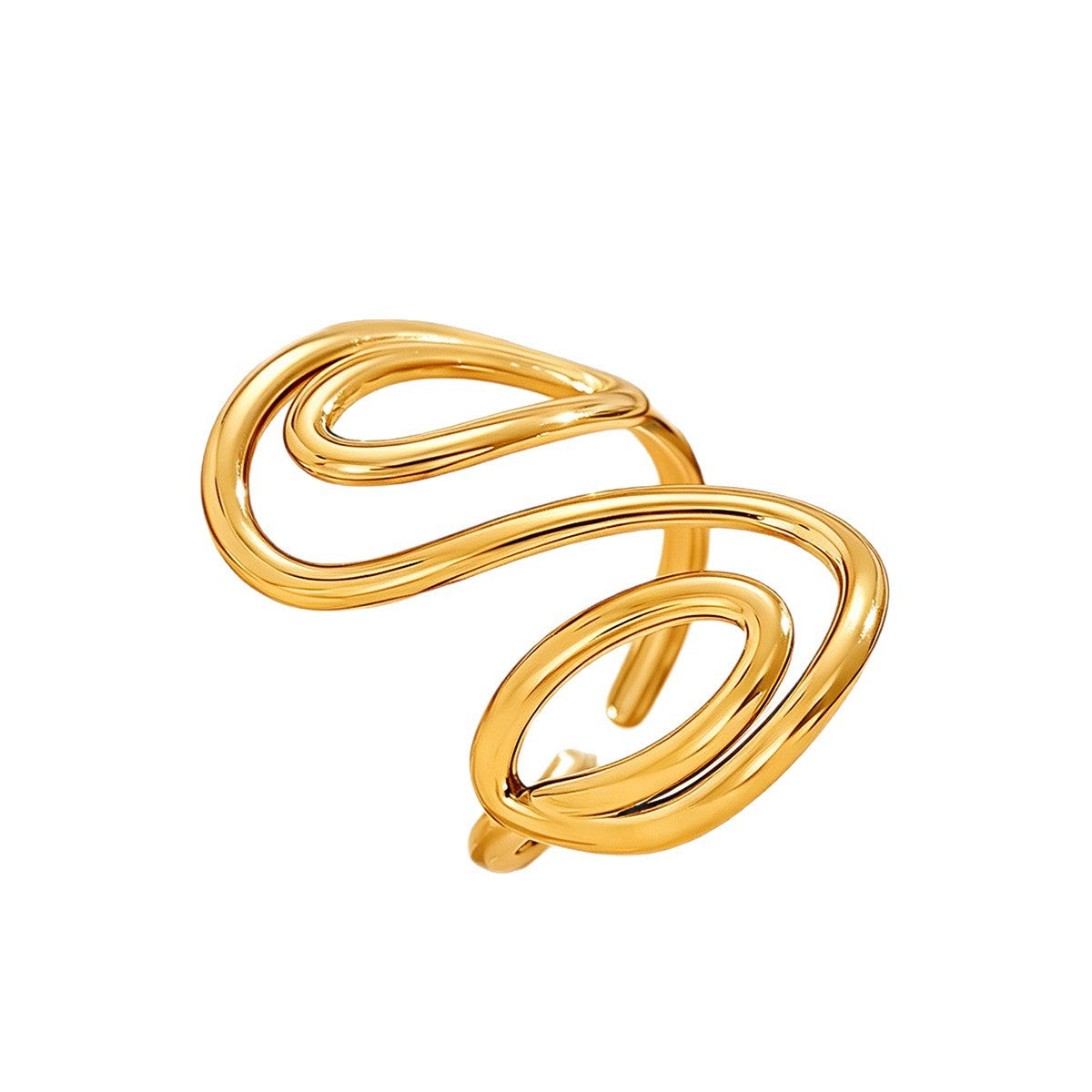Wholesale Chic Geometric Hollow Stainless Steel Ring For Women 18K Gold Plated Fashion Jewelry Accessory