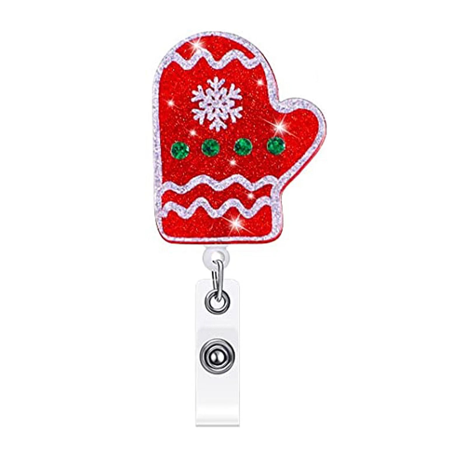 Wholesale Christmas Tree Holiday Glitter Badge Clip Retractable Keychain ACC-KC-LingYu011