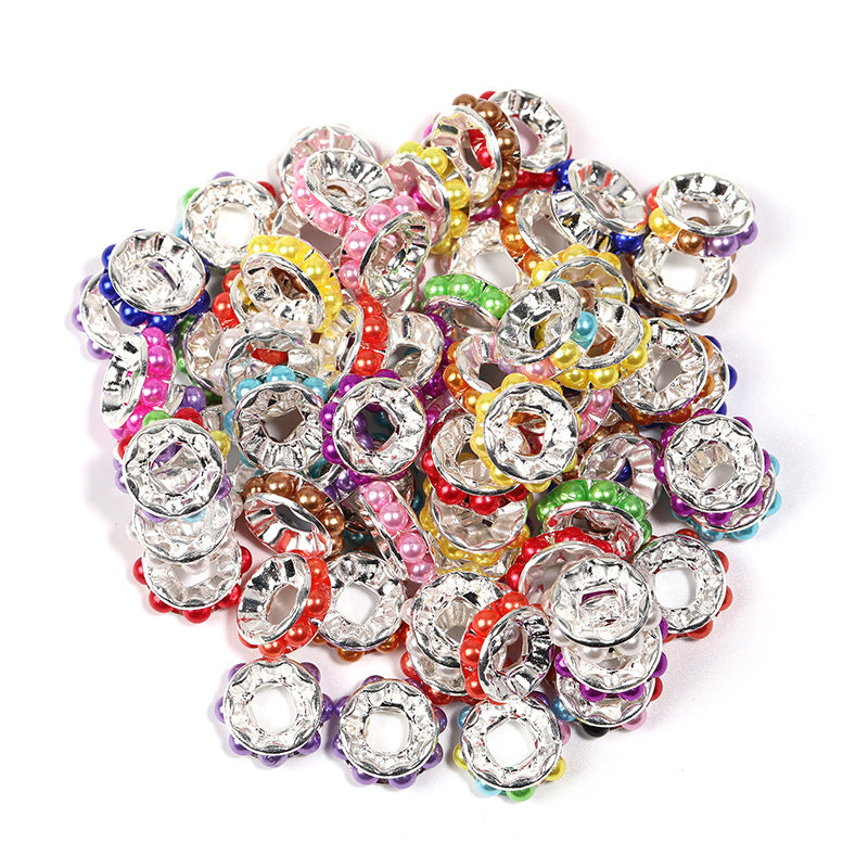 Wholesale 100pcs Copper Round Diamond Ring Spacer Beads DIY Bead Pen Accessories ACC-BDS-BLG140