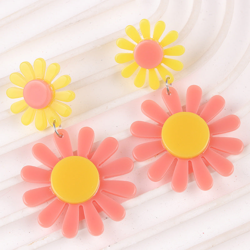 Wholesale Sunflower Acrylic Splicing Earrings
