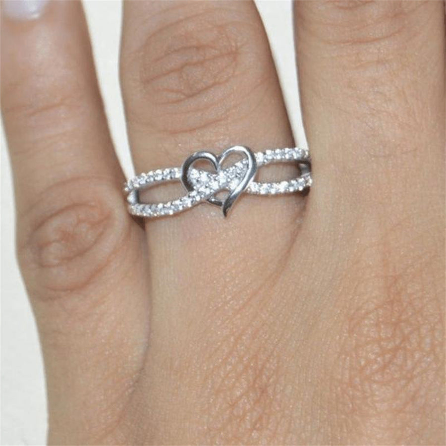 Wholesale  zinc alloy heart shaped diamond rings