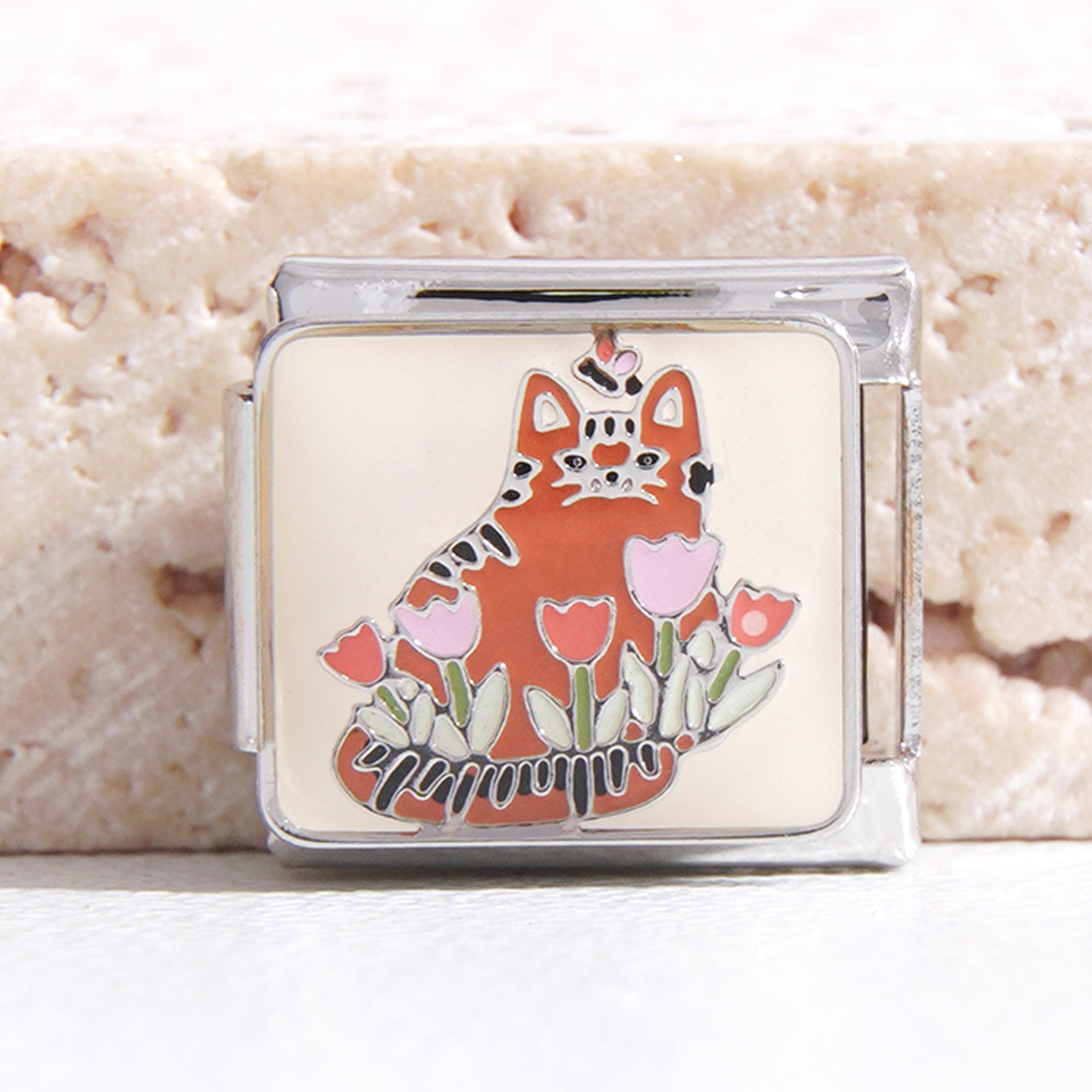 Wholesale Italian Charm Bracelet 9mm DIY Splicing Removable Cartoon Cat Stainless Steel Composable Bracelet