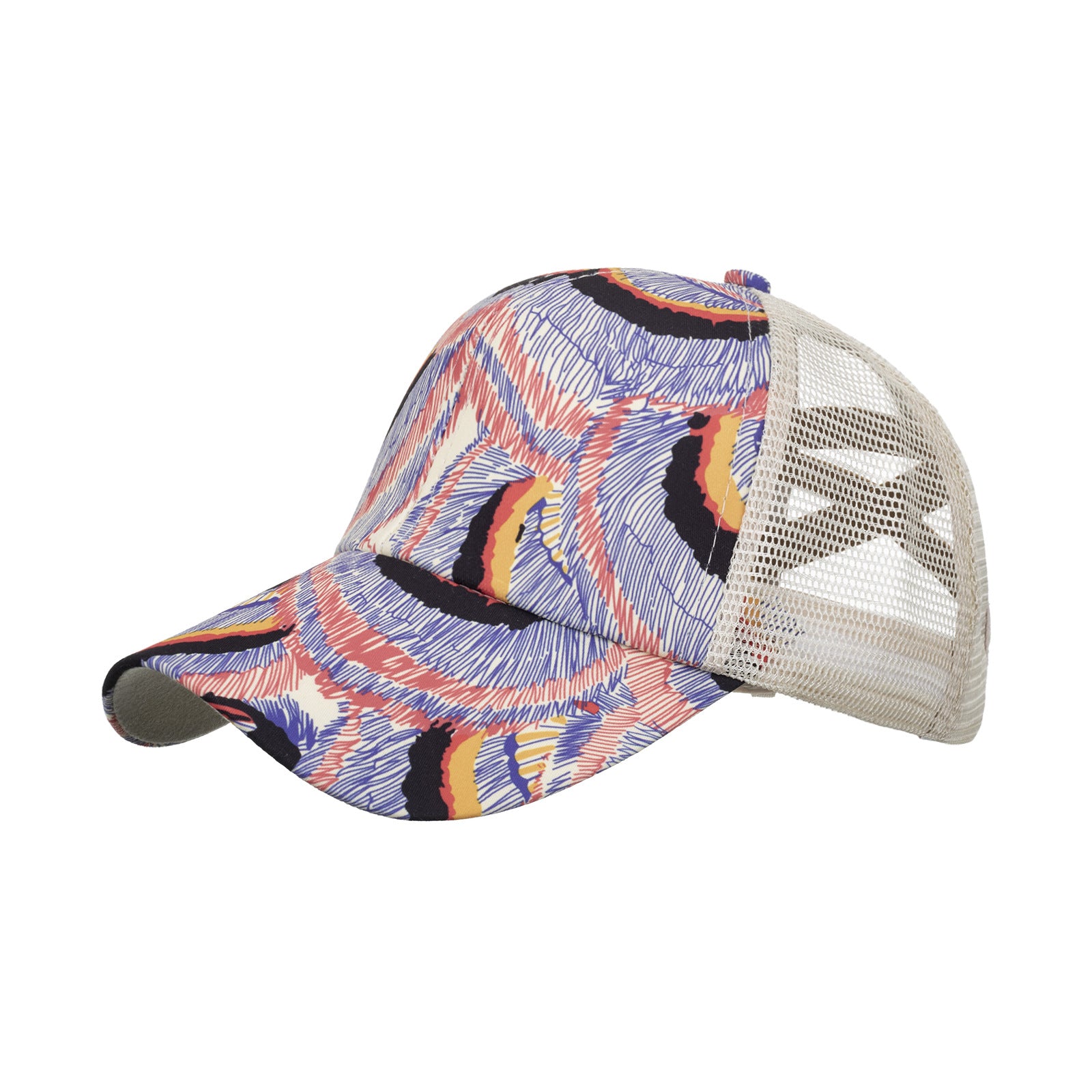 Wholesale Colorful Lines Cross Ponytail Baseball Cap Hat ACC-HT-ZhongM002