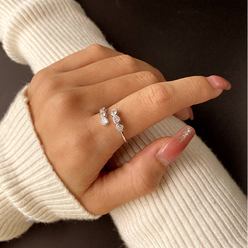 Wholesale s925 sterling silver round diamond open ring