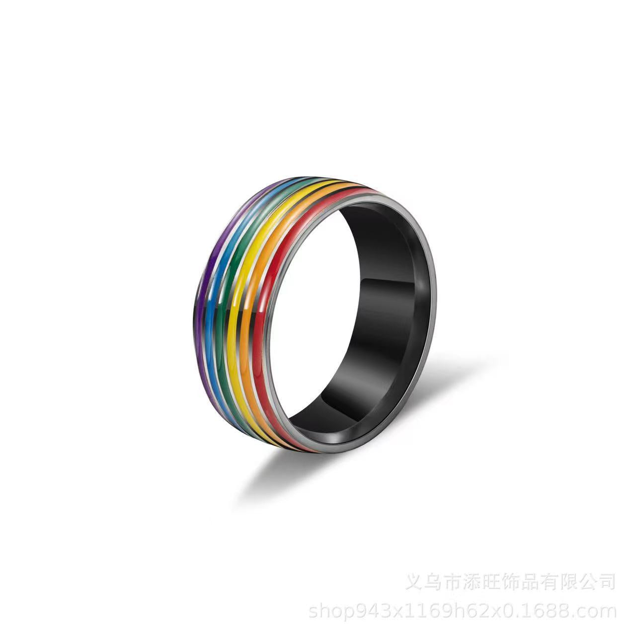 Wholesale Rainbow Couple Stainless Steel Rings ACC-RS-Manx002