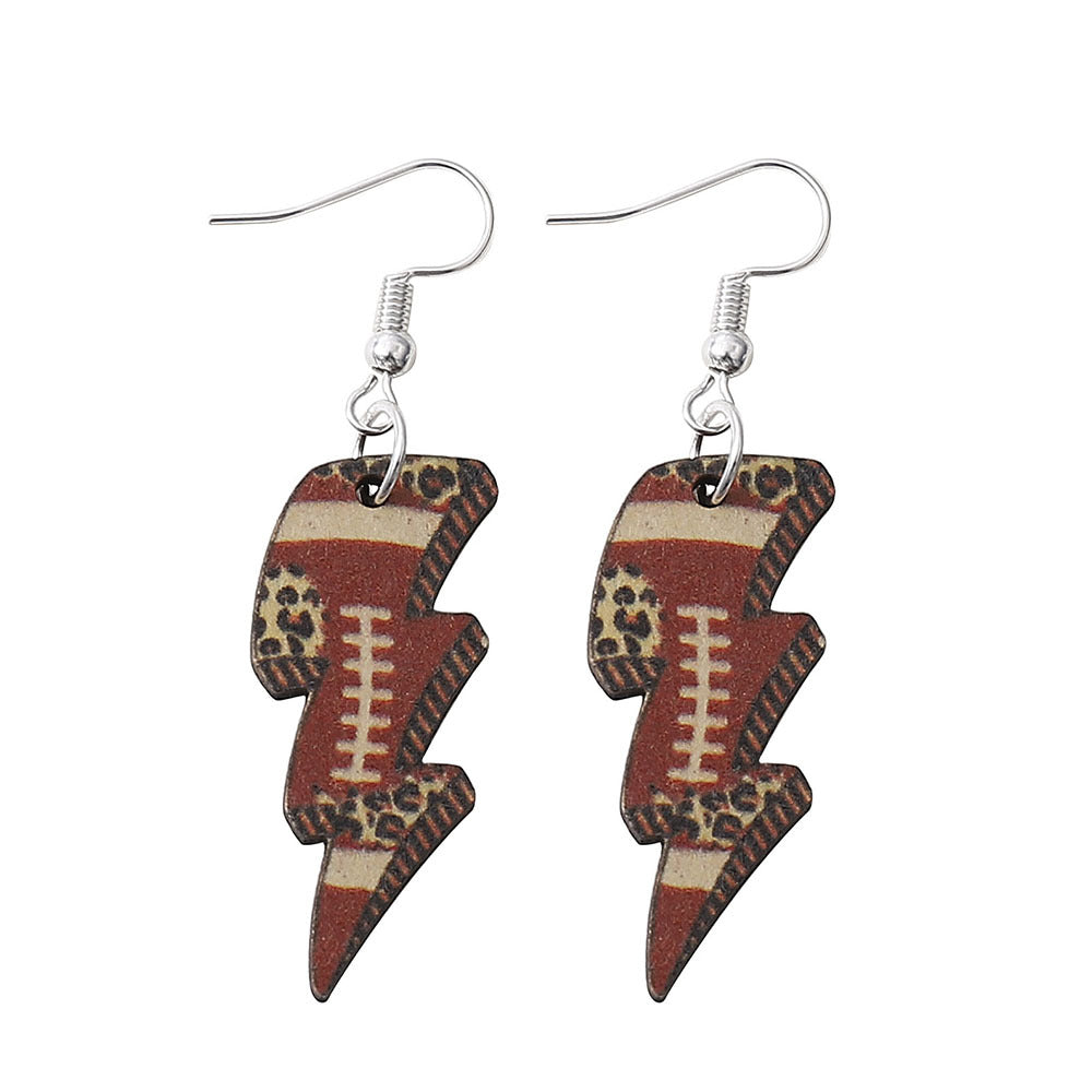 Wholesale Double Sided Wooden Sport Leopard Earrings