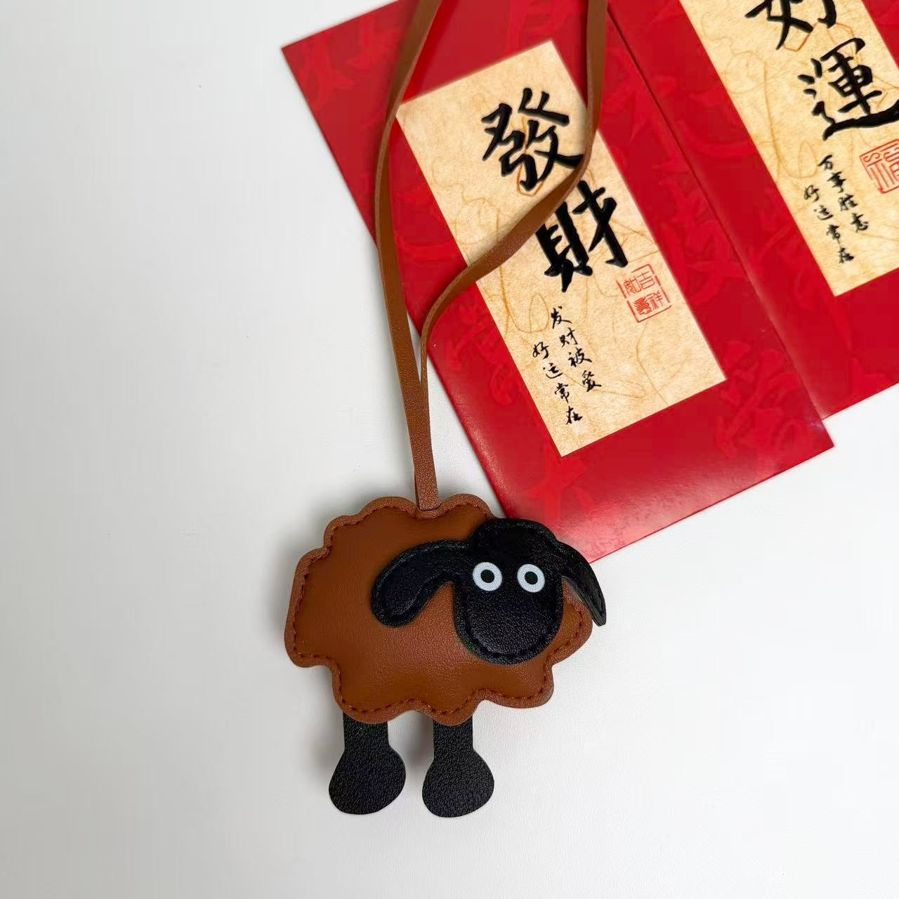 Wholesale Cute PU Leather Lamb Pendant Keychain for Bag Car Key Accessories