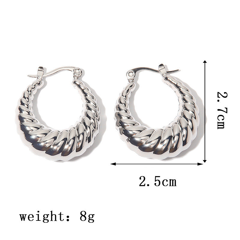 Wholesale 18K Gold Plated Earrings Titanium Steel Earrings Hollow Earrings ACC-ES-Qinzhe001