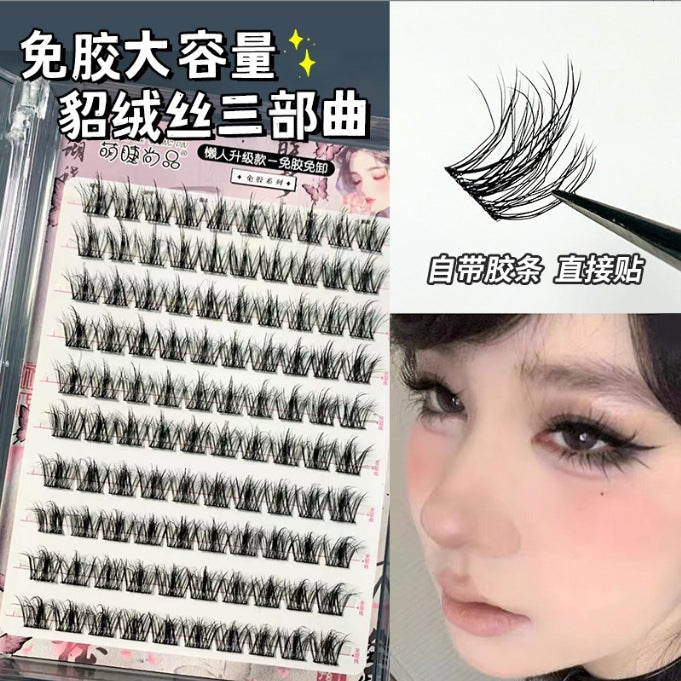 Wholesale Large Capacity 5D Mink Velvet Baby Curved Lazy Trilogy False Eyelashes ACC-FS-Rous005