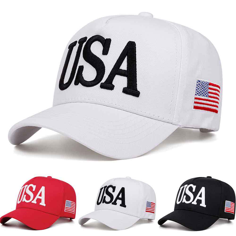 Wholesale USA Flag Embroidered Baseball Cap Curved Brim Adjustable Summer Outdoor Sun Protection Casual Gift