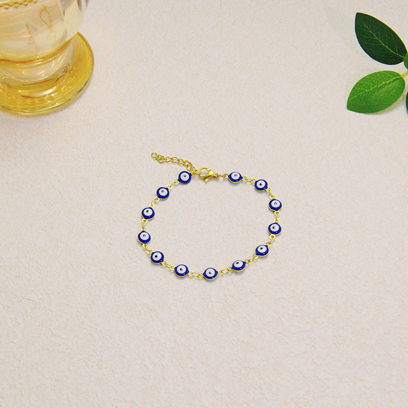 Wholesale 18K Colorful Devil's Eye Titanium Steel Bracelet