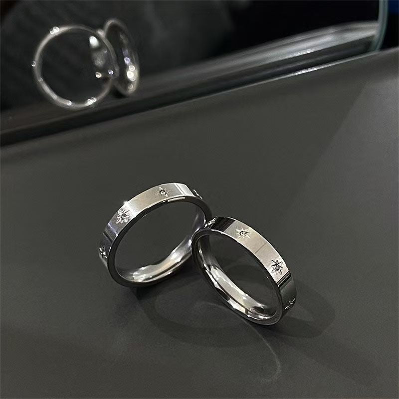 Wholesale 2025 New Starburst Titanium Steel Men' s Ring Women' s Niche Design Ring Index Finger Ring Accessible Luxury Couple Ring
