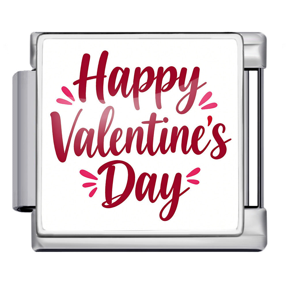 Wholesale Titanium Steel Love Series Square Pattern Modular Bracelet For Valentine S Day Gifts