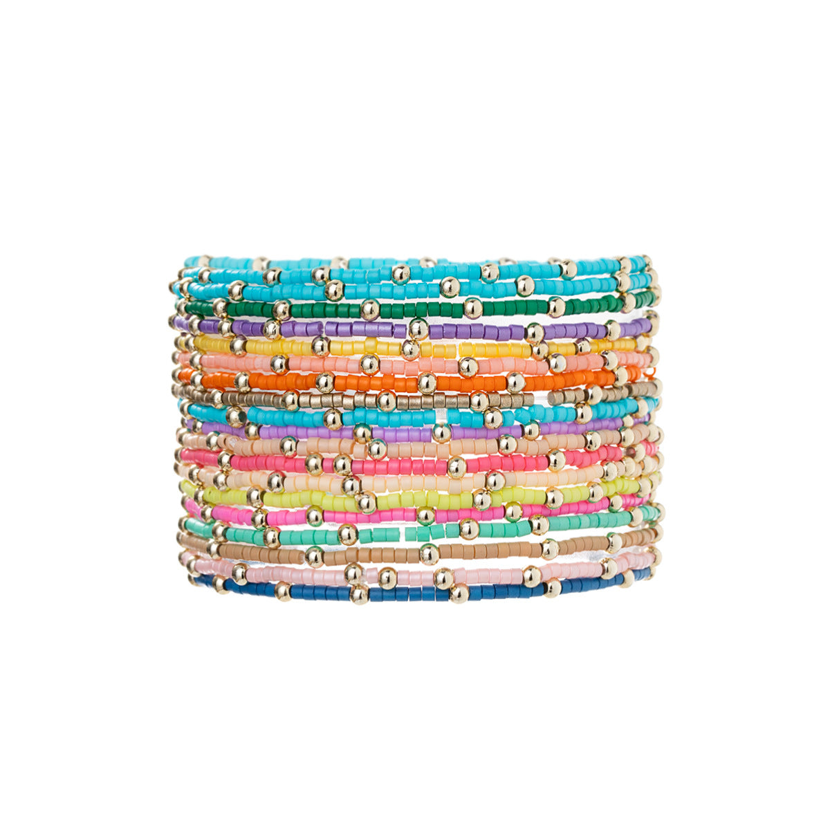Wholesale  Color Beads Beads Gold Beads Multi-Layer Stacked Stretch  Bracelet