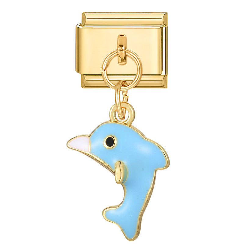 Wholesale 9mm Italian Charm Starter Bracelets DIY Fish and Fruit Pendant Stainless Steel Composable Bracelet