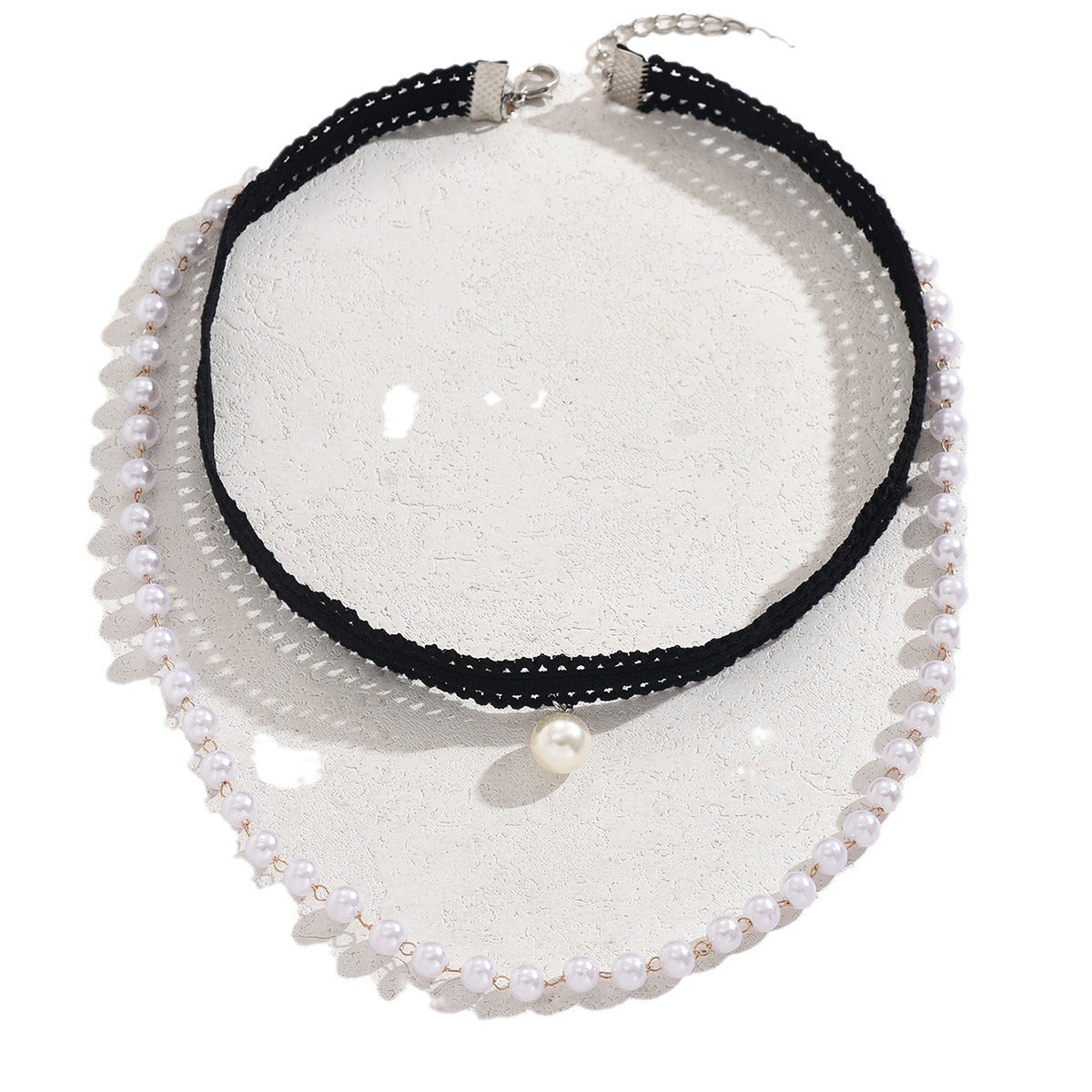 Wholesale Stylish Faux Pearl Stretch Choker Necklace Retro Hip-Hop Jewelry Accessory for Party Gift Boutique Resale