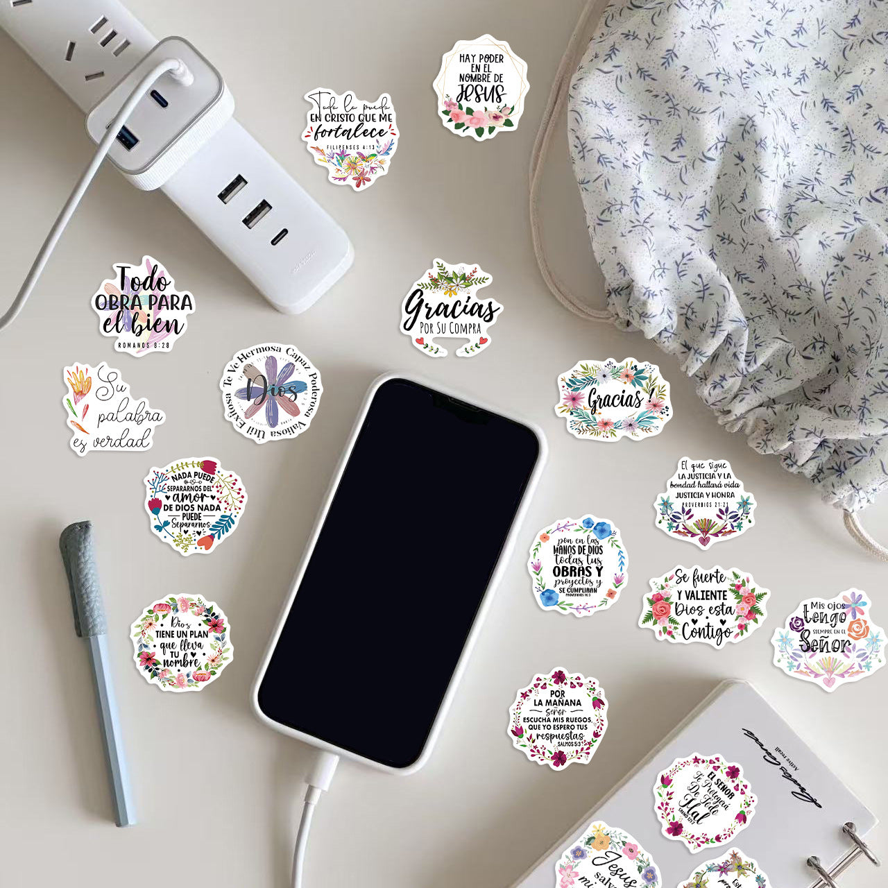 Wholesale 50pcs Spanish motivational text series stickers DIY decorative skateboard phone case PVC waterproof stickers