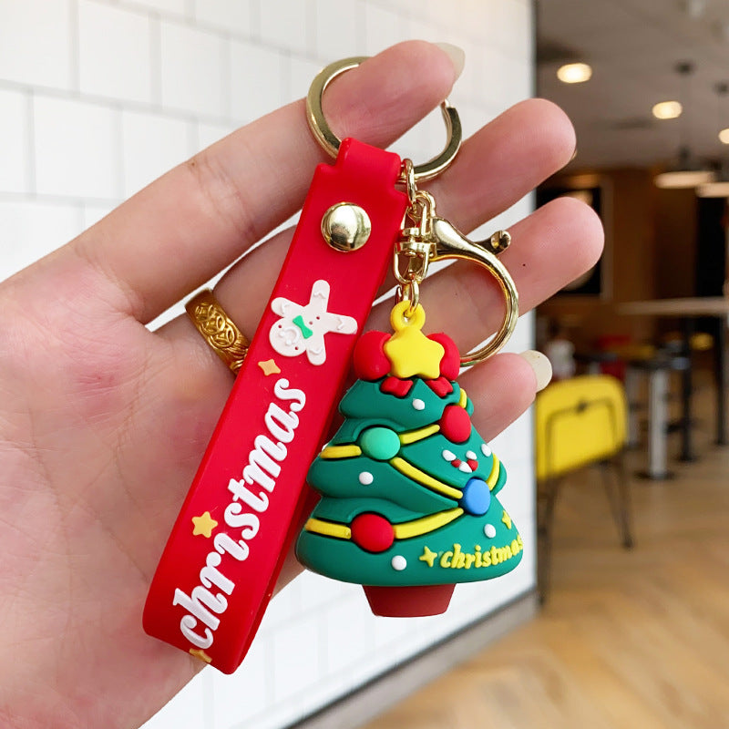Wholesale Christmas Cartoon PVC Soft Santa Claus Christmas Tree Keychain Cute Keychain ACC-KC-ErLu017