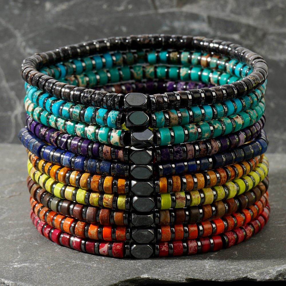 Wholesale Bohemian Style Color Natural Stone Bead String Bracelet