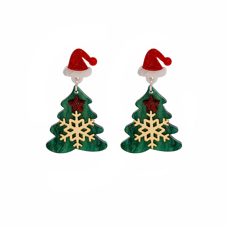 Wholesale Cartoon Christmas Santa Claus Tree Snowman Acrylic Earrings ACC-ES-MDD050