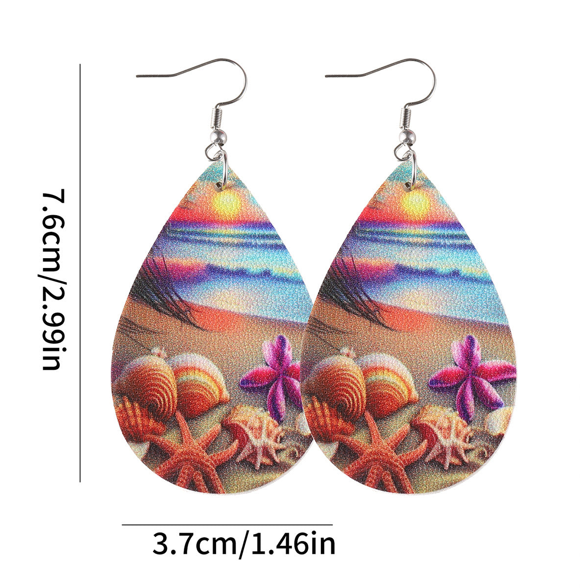 Wholesale Starfish shell conch beach waves sunset water drop earrings