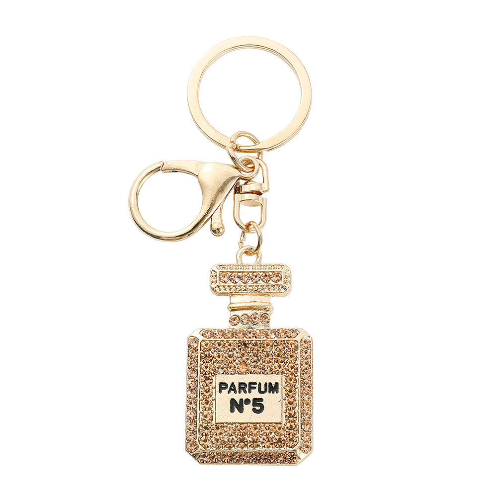 Wholesale  creative fashion rhinestone  keychain full diamond perfume bottle  keychain