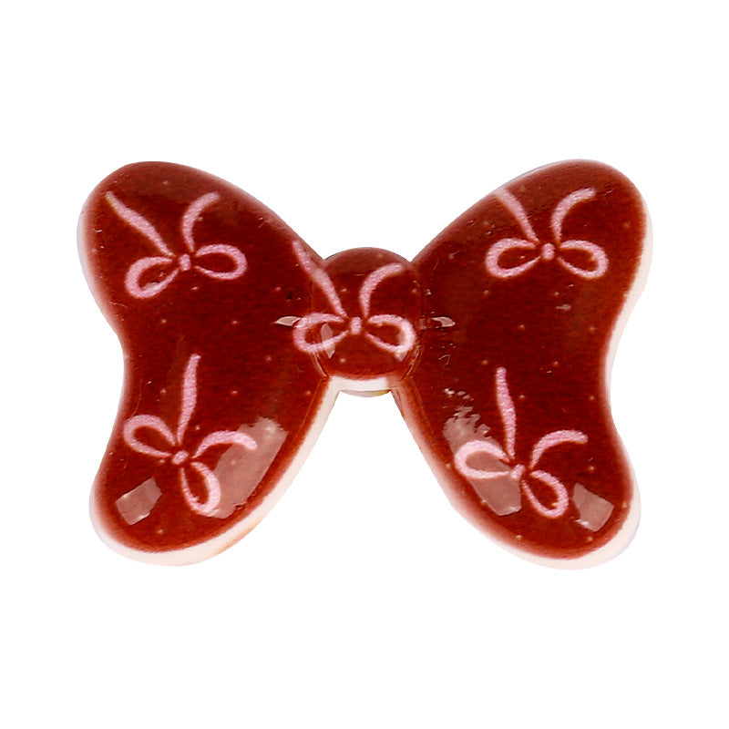 Wholesale random 10pcs double-sided printed bow  Focal Beads DIY Bead Accessories