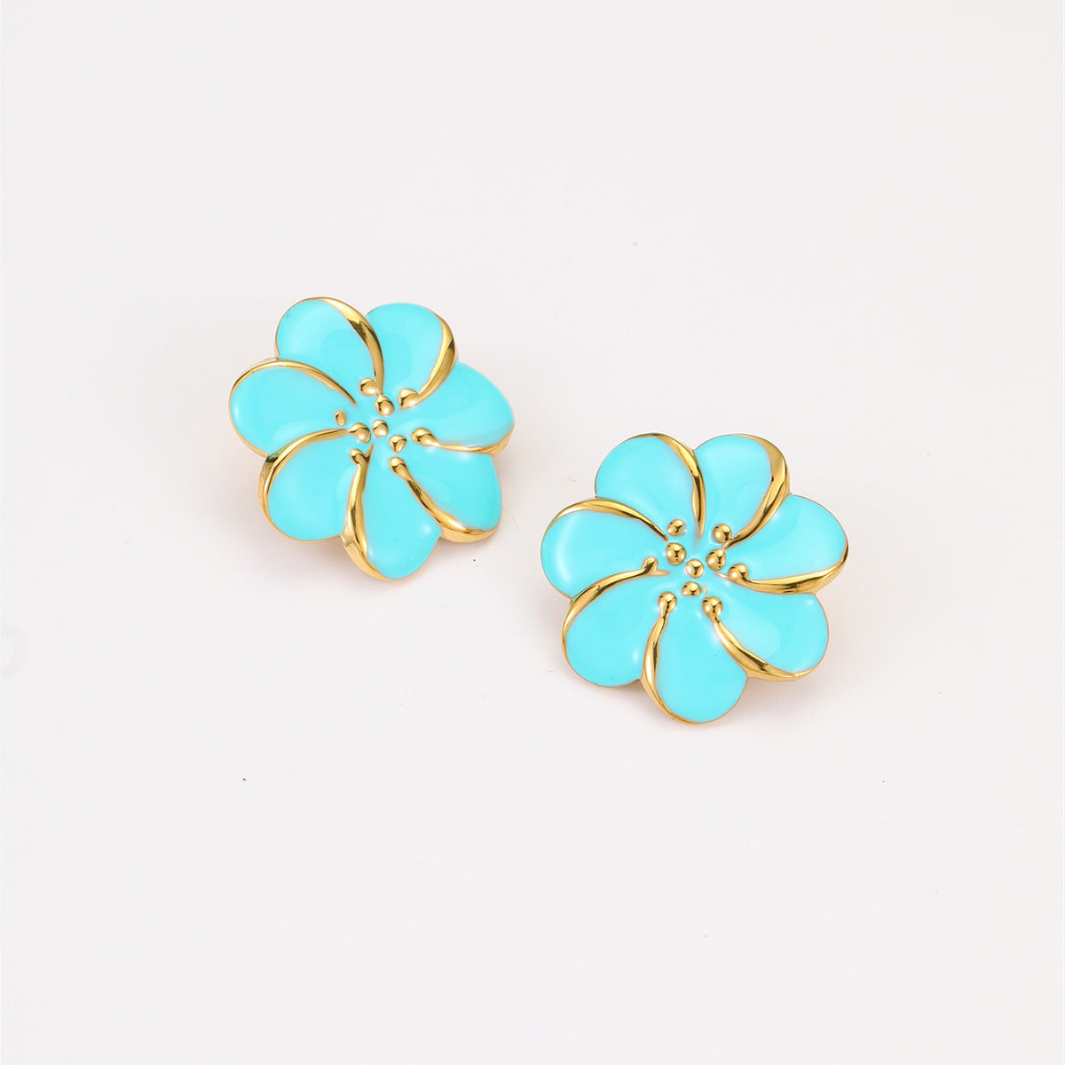 Wholesale Flower oil drop earrings stainless steel ring