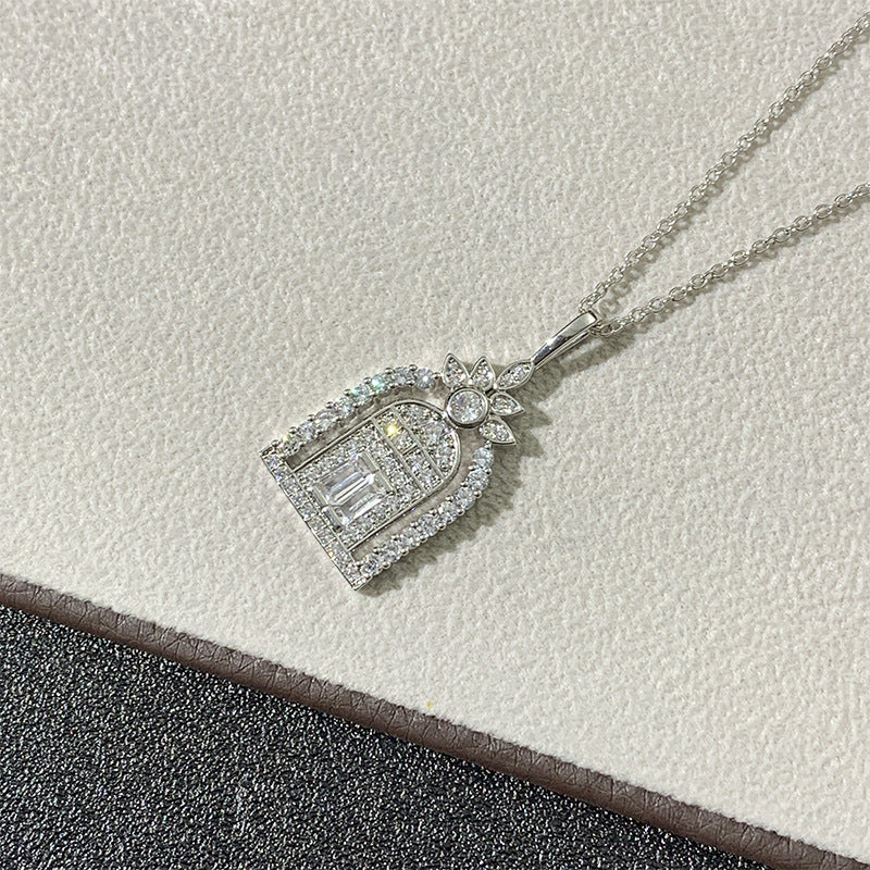 Wholesale V gold  door necklace women's full Diamond White Gold necklaces