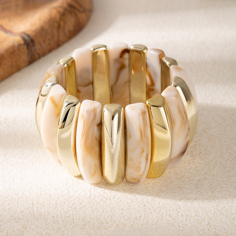 Wholesale Acrylic Electroplated Elastic Bracelet Retro Ombre Design Women S Stylish Jewelry Accessory