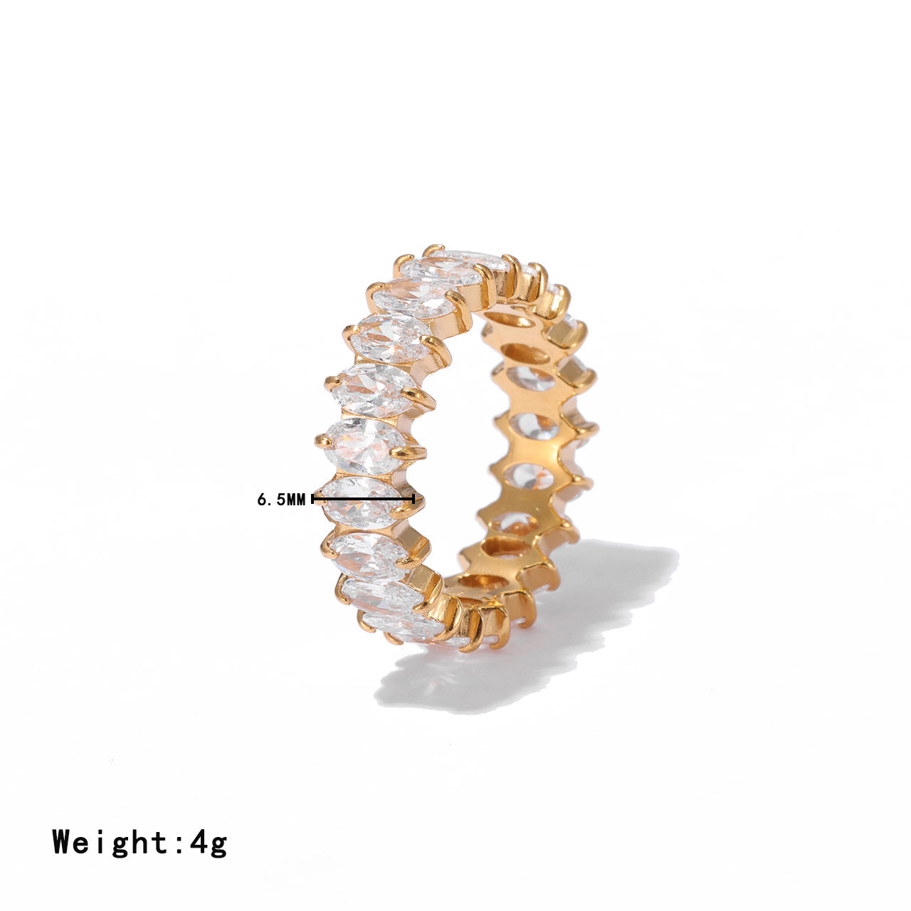 Wholesale Single-Row Diamond-Set Zirconium Titanium Steel Ring