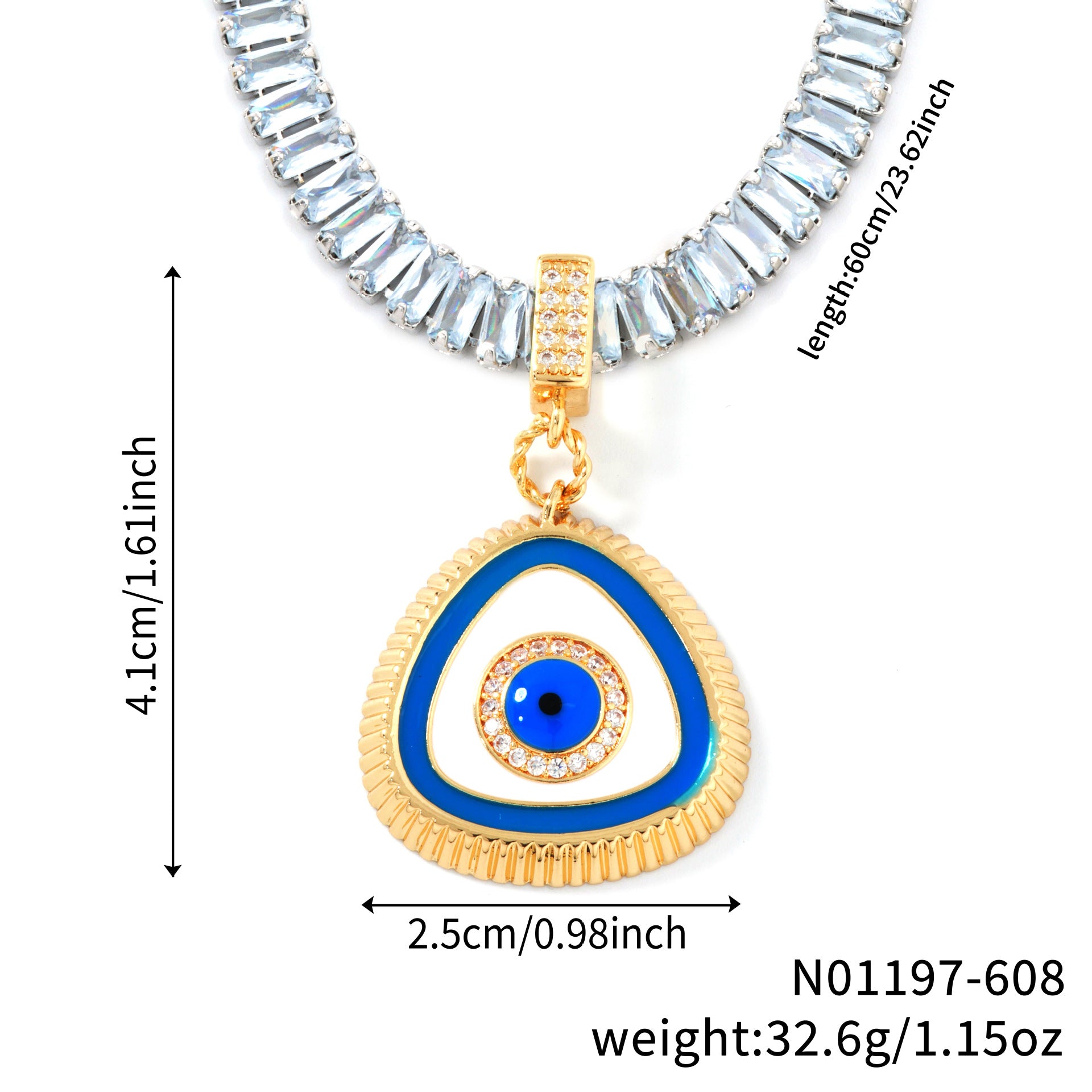 Wholesale  Blue Niche Water Drop Ocean Heart Pendant Necklace
