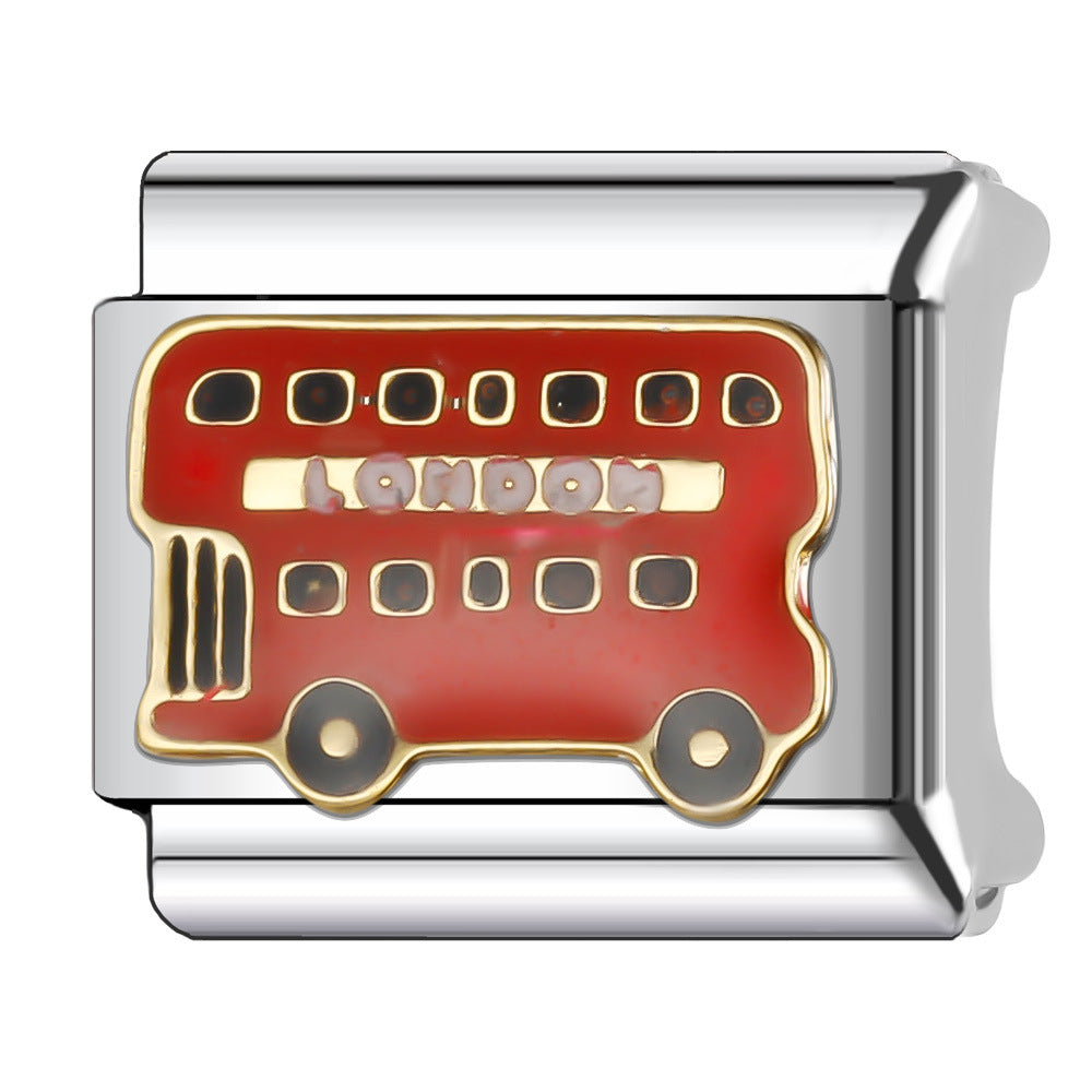 Bracelet de charme italien en gros de 9 mm Série d'avion à boule de bricolage Bracelet composable en acier inoxydable