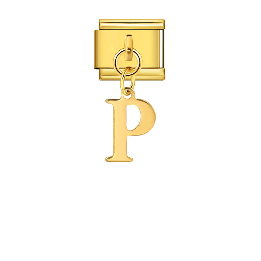 Wholesale Italian Charm Bracelet 9mm DIY Gold Simple Letter Creative Stainless Steel Composable Bracelet