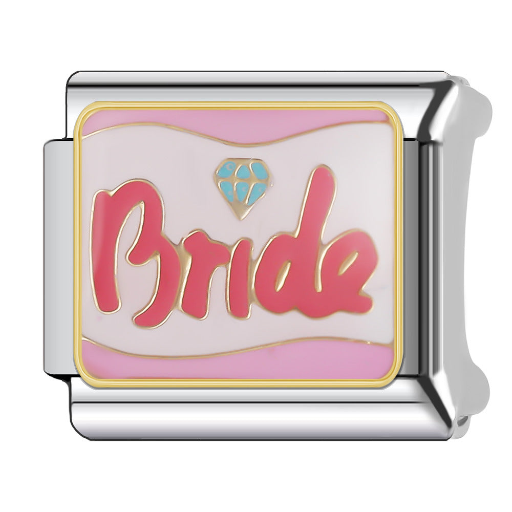 Wholesale Italian Charm Bracelet 9mm DIY Splicing Stainless Steel Wedding Couple Anniversary Cartoon Composable Bracelet