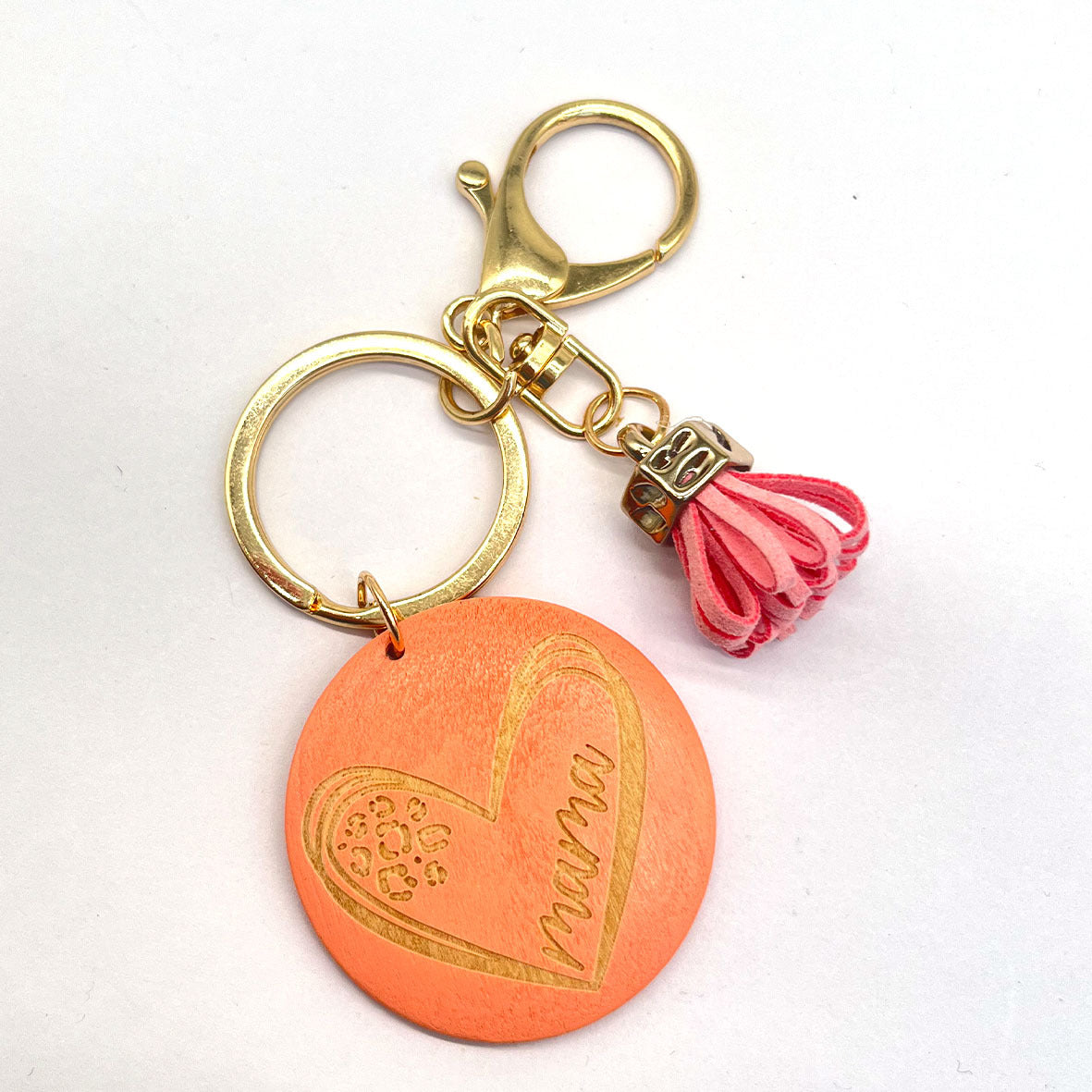 Wholesale MAMA Colorful Wooden Sign Tassel Keychain Mother's Day ACC-KC-TuoYi003