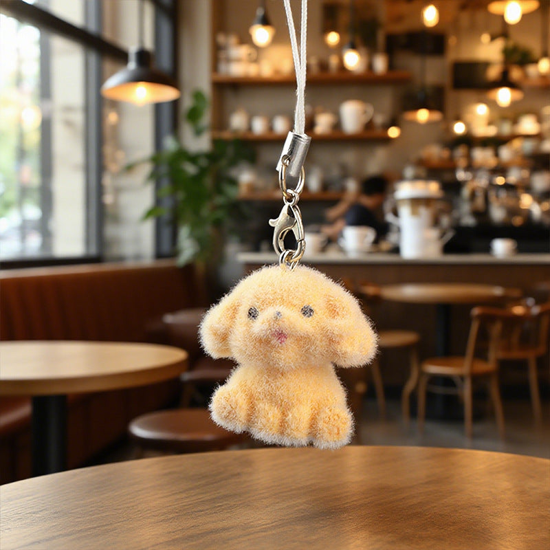 Wholesale Cute Stereo Flocking Resin Dog Pendant Keychain