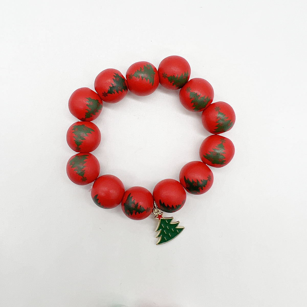 Wholesale Christmas Snowflake Christmas Tree Halloween Orange Wooden Beads Stretch Bracelet ACC-BT-Nanh005