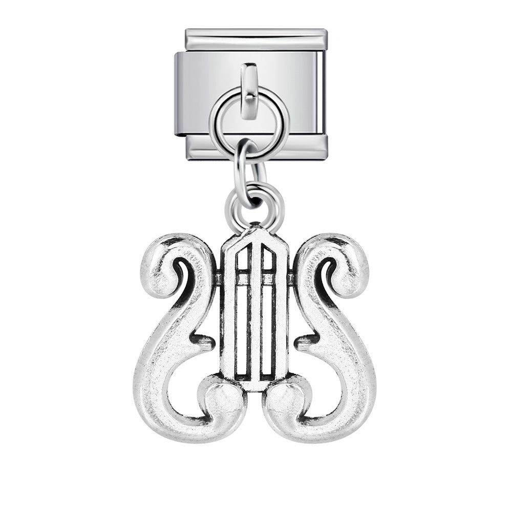 Wholesale Italian Charm Bracelet 9mm DIY Musical Instrument Shaped    Creative Stainless Steel Composable Bracelet