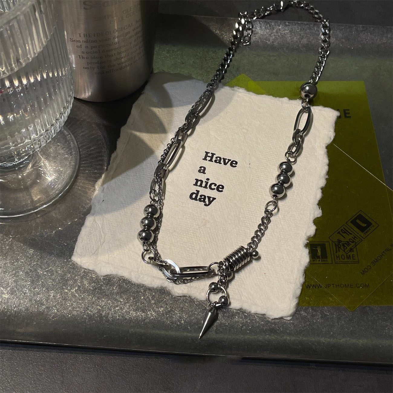 Wholesale titanium steel rivet stitching necklace  sweater chain