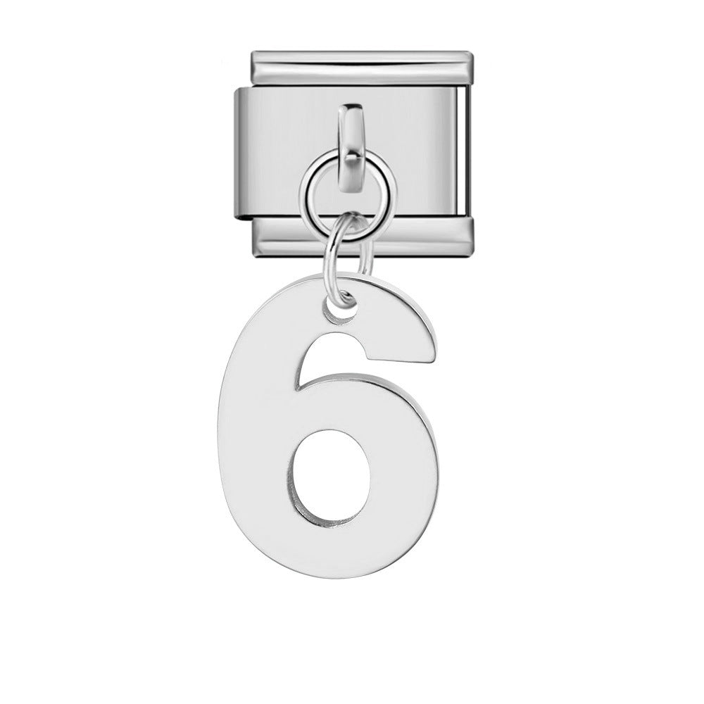 Bracciale fai da te con ciondolo con gancio in acciaio inossidabile a una cifra modulare italiano all'ingrosso