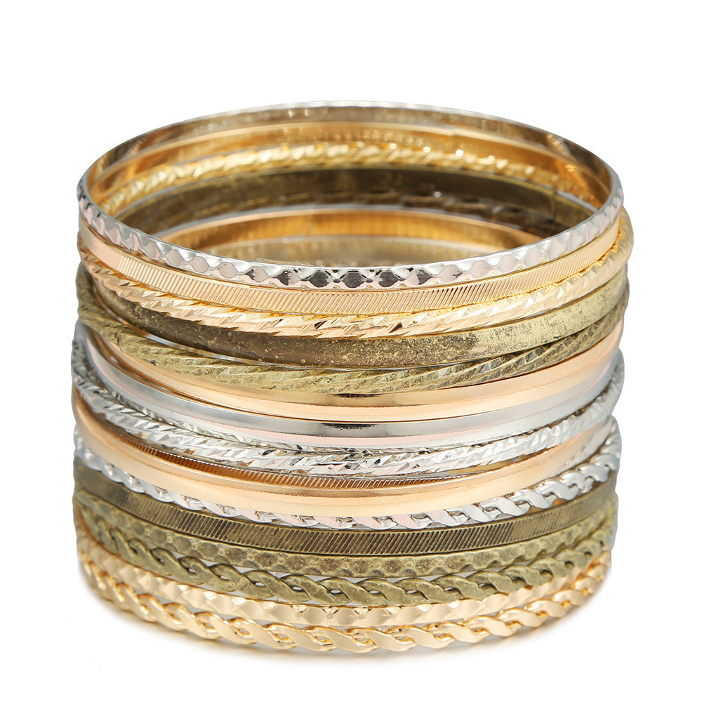 Wholesale Set of 12 Bracelets Set Cross-Border Jewelry Bohemian Style Multi-Layer Alloy Bracelets