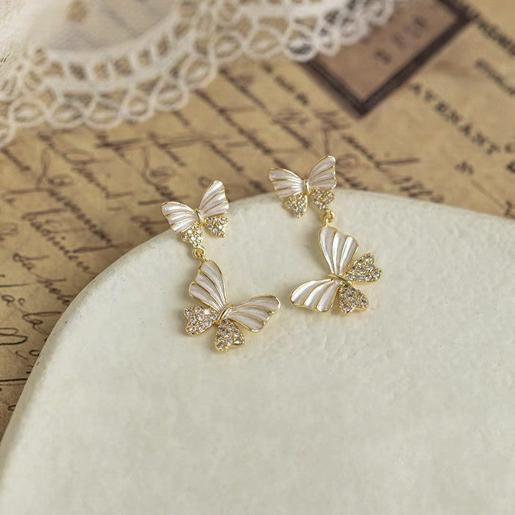 Wholesale Gradient Color Butterfly Zircon Earrings ACC-ES-ZhiRui009