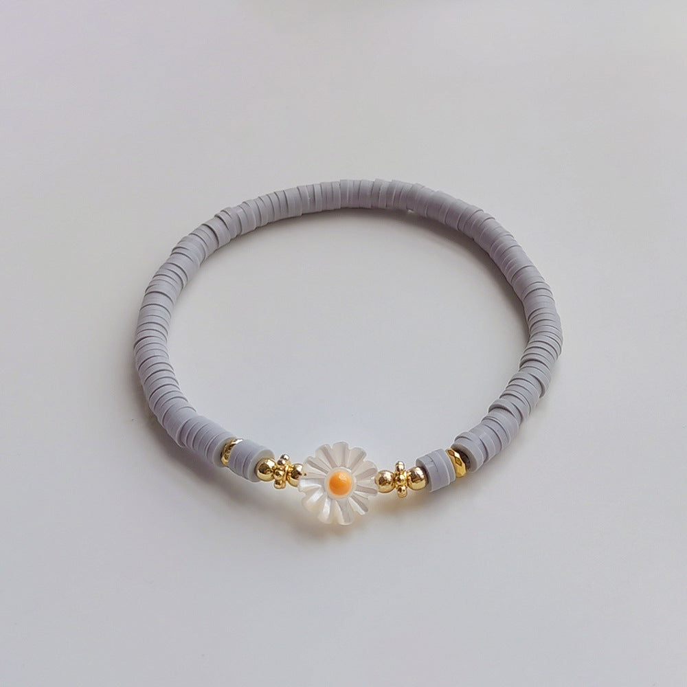 Wholesale bohemian soft clay elastic rope beaded daisy bracelet ACC-BT-Qiqi006