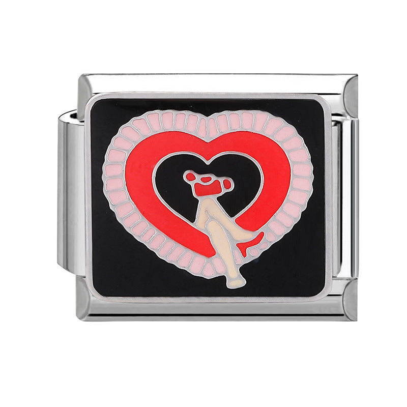 Wholesale Italian Charm Bracelet 9mm DIY Splicing Valentine' s Day Stainless Steel Composable Bracelet