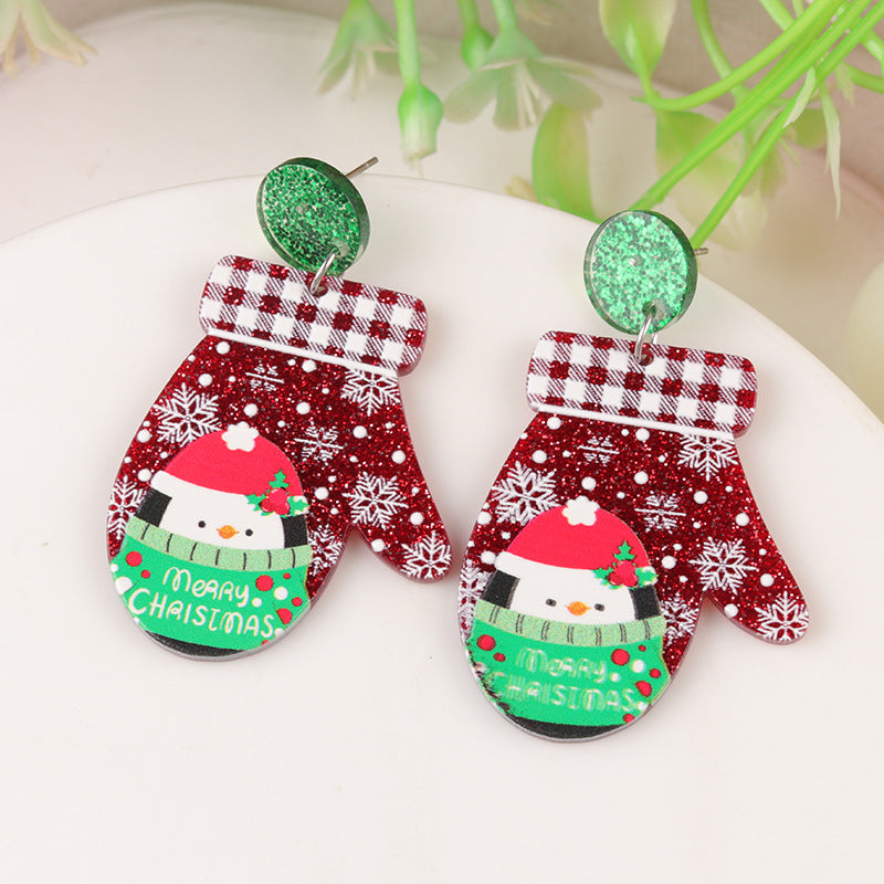 Wholesale Cartoon Creative Christmas Series Elk Gloves Acrylic Earrings